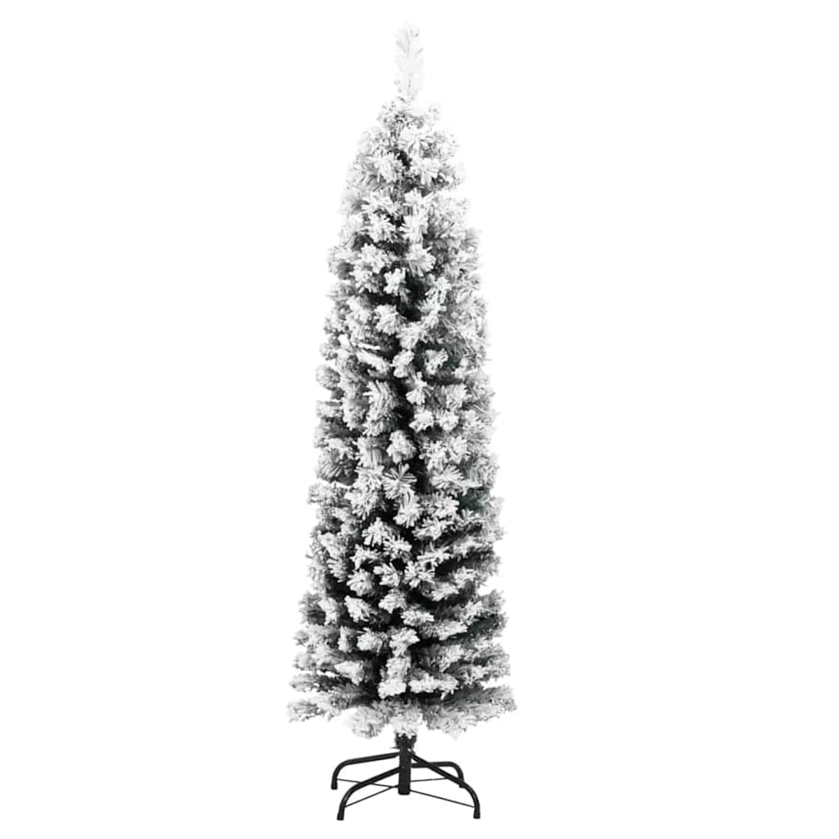 vidaXL Smukła sztuczna choinka pokryta śniegiem, zielona, 150 cm, PVC