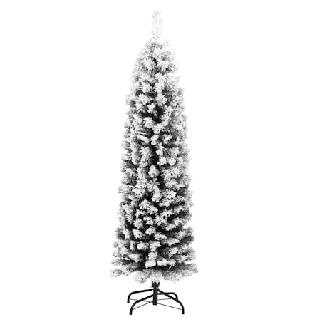 vidaXL Smukła sztuczna choinka pokryta śniegiem, zielona, 150 cm, PVC