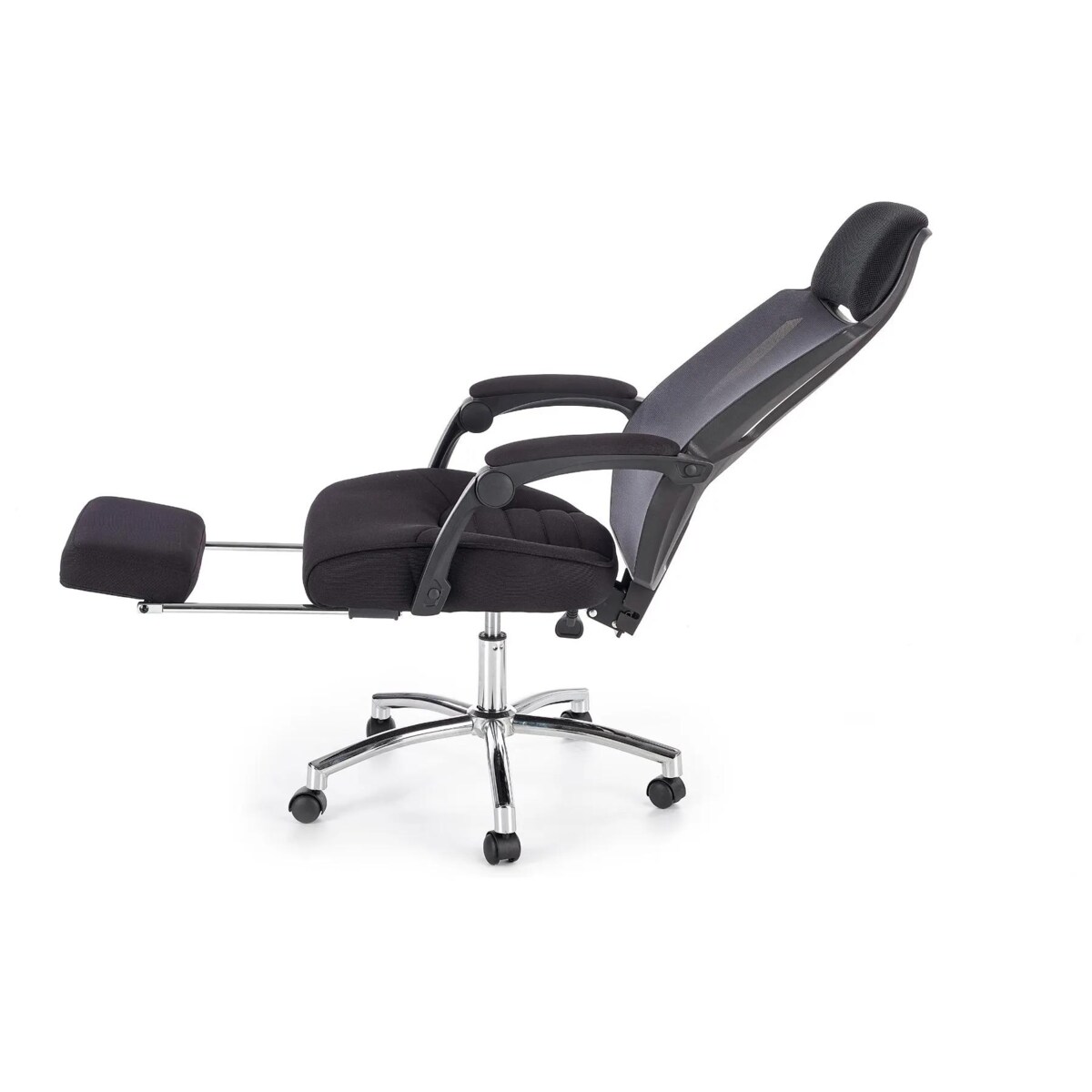 Fotel biurowy FREEMAN czarny z podnóżkiem