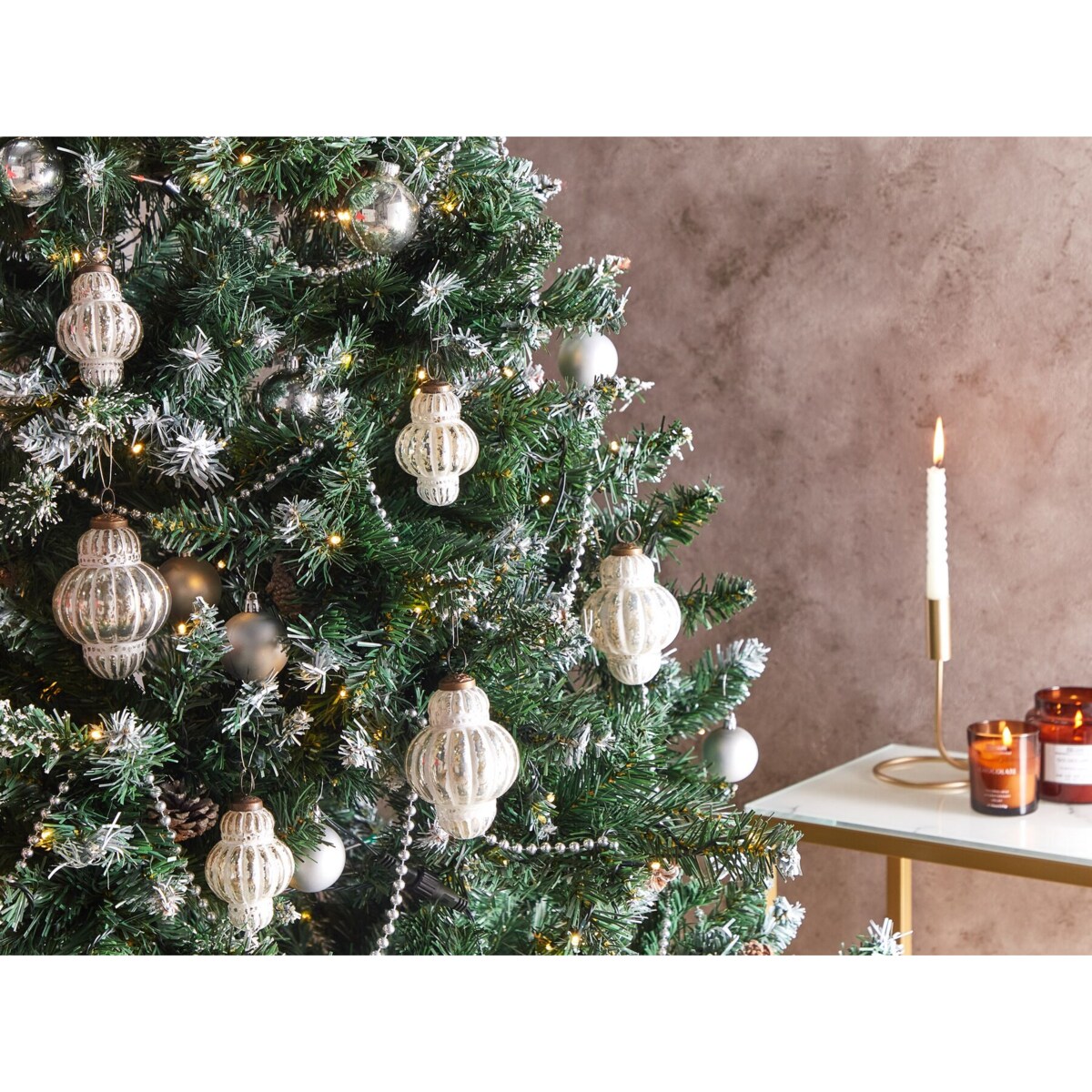 Zestaw 6 bombek szklanych srebrny CREMEUX