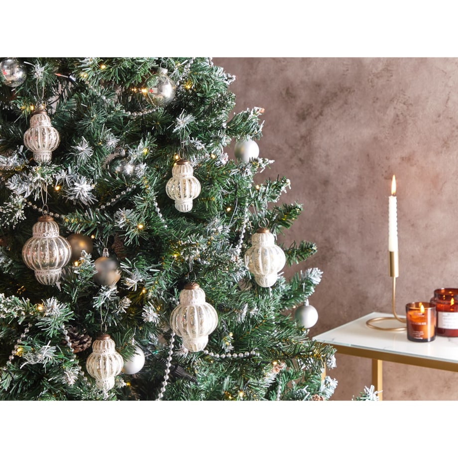 Zestaw 6 bombek szklanych srebrny CREMEUX