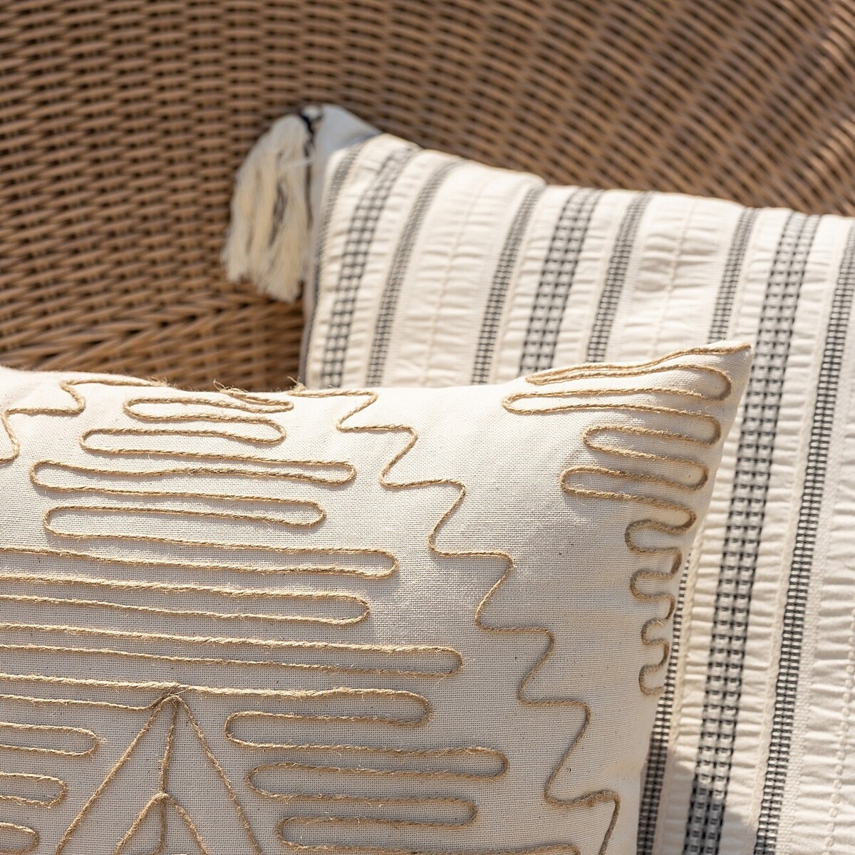 Poszewka na poduszkę Linea Graphite Tassel 45x45 cm, 45x45