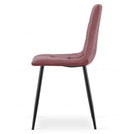Krzesło Do Jadalni Kuchni Salonu Kara - Różowy Aksamit / Nogi Czarne X 3
