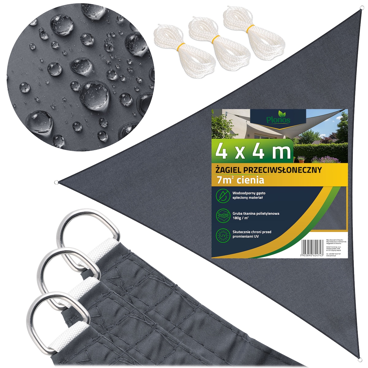 Żagiel przeciwsłoneczny ogrodowy na taras wodoodporny 488600 Plonos