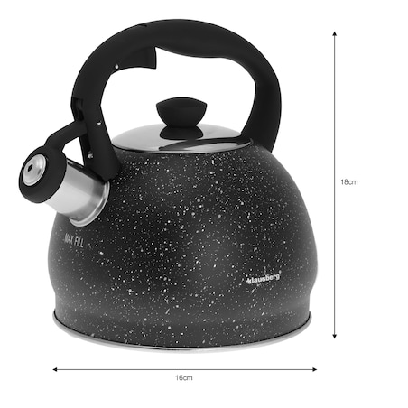 Czajnik stalowy z gwizdkiem 2L indukcja gaz czarny marmurek KLAUSBERG