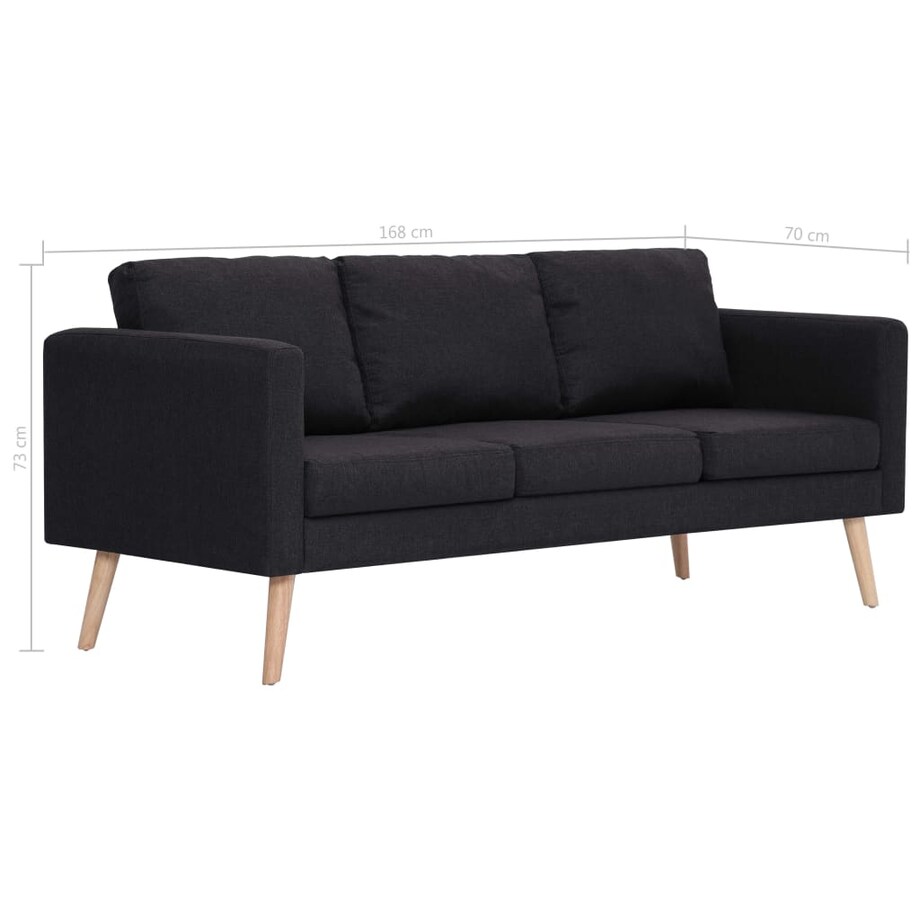 vidaXL 3-osobowa sofa tapicerowana tkaniną, czarna