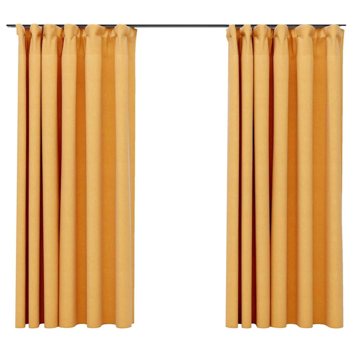 vidaXL Zasłony stylizowane na lniane, 2 szt., żółte, 140x175 cm
