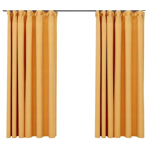 vidaXL Zasłony stylizowane na lniane, 2 szt., żółte, 140x175 cm