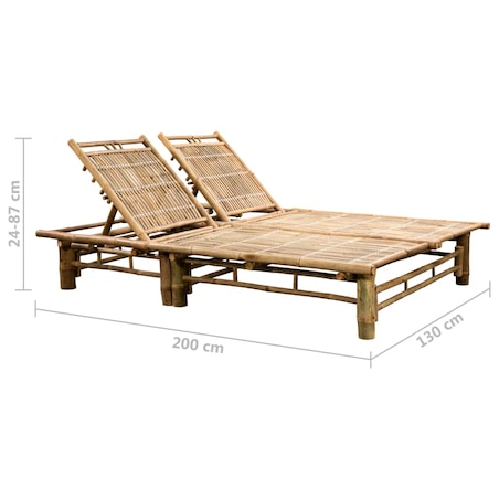 vidaXL 2-osobowy leżak z poduszkami, bambusowy