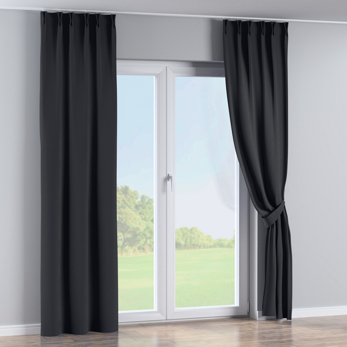 Zasłona na haczykach flex podwójnych 130x245 czarny