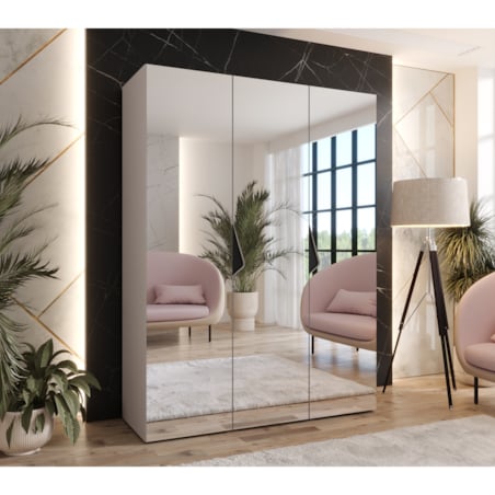 Szafa uchylna z lustrem Sandi 3 150 wys 202 cm Kaszmir + u Czarny