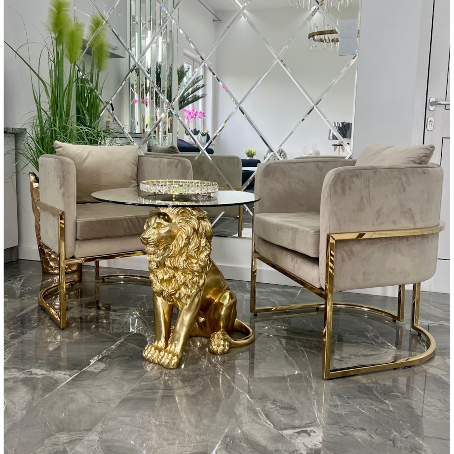 Stolik kawowy nowojorski złoty Lew Premium 60x60x62