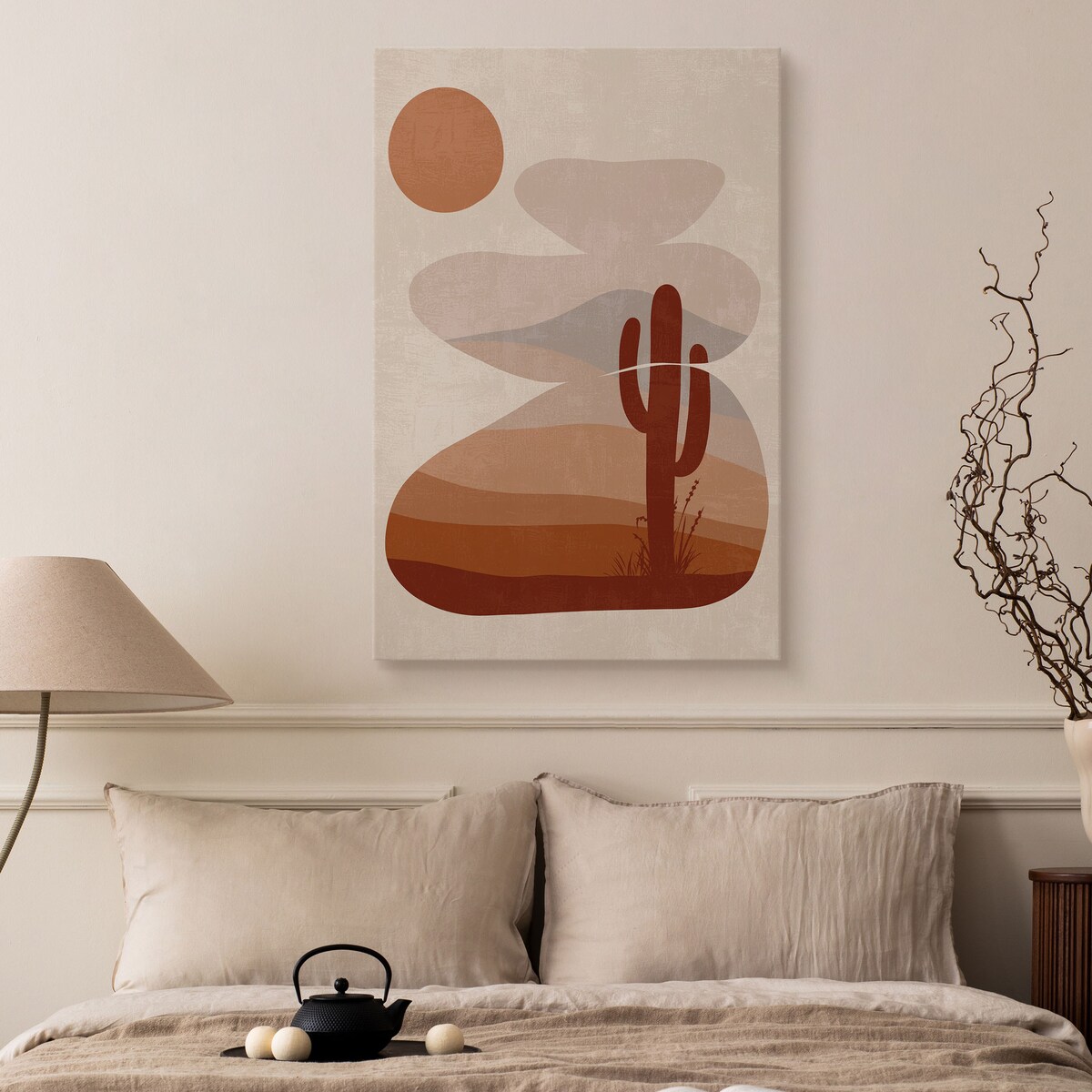 Obraz Abstrakcja Kaktus Skały Dekor Boho 80x120cm