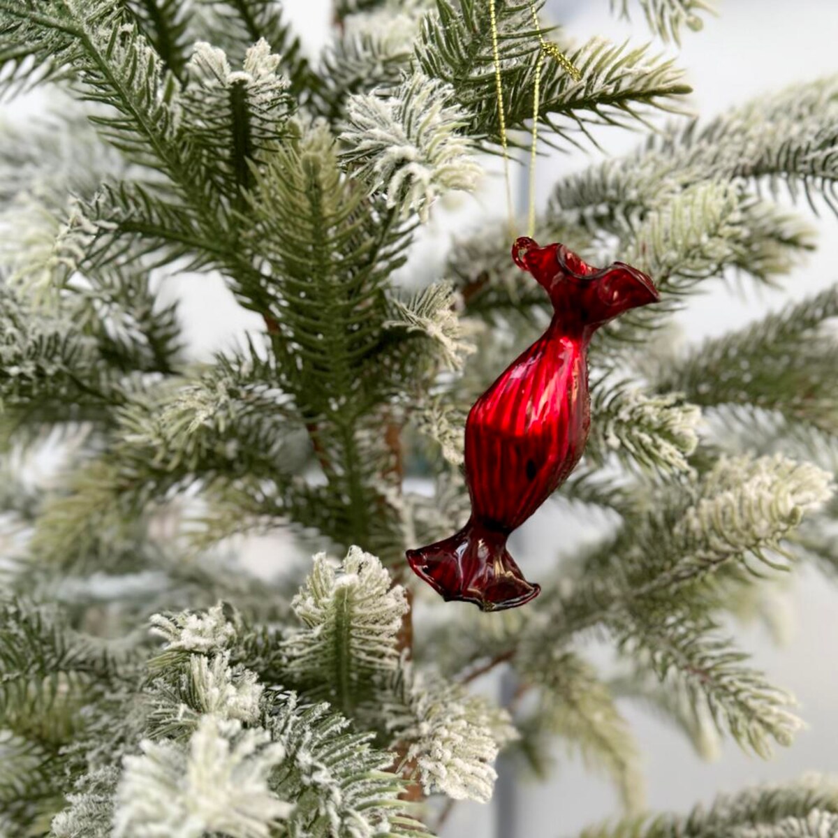 VILLA ITALIA Bombka szklana CUKIEREK red 9 cm