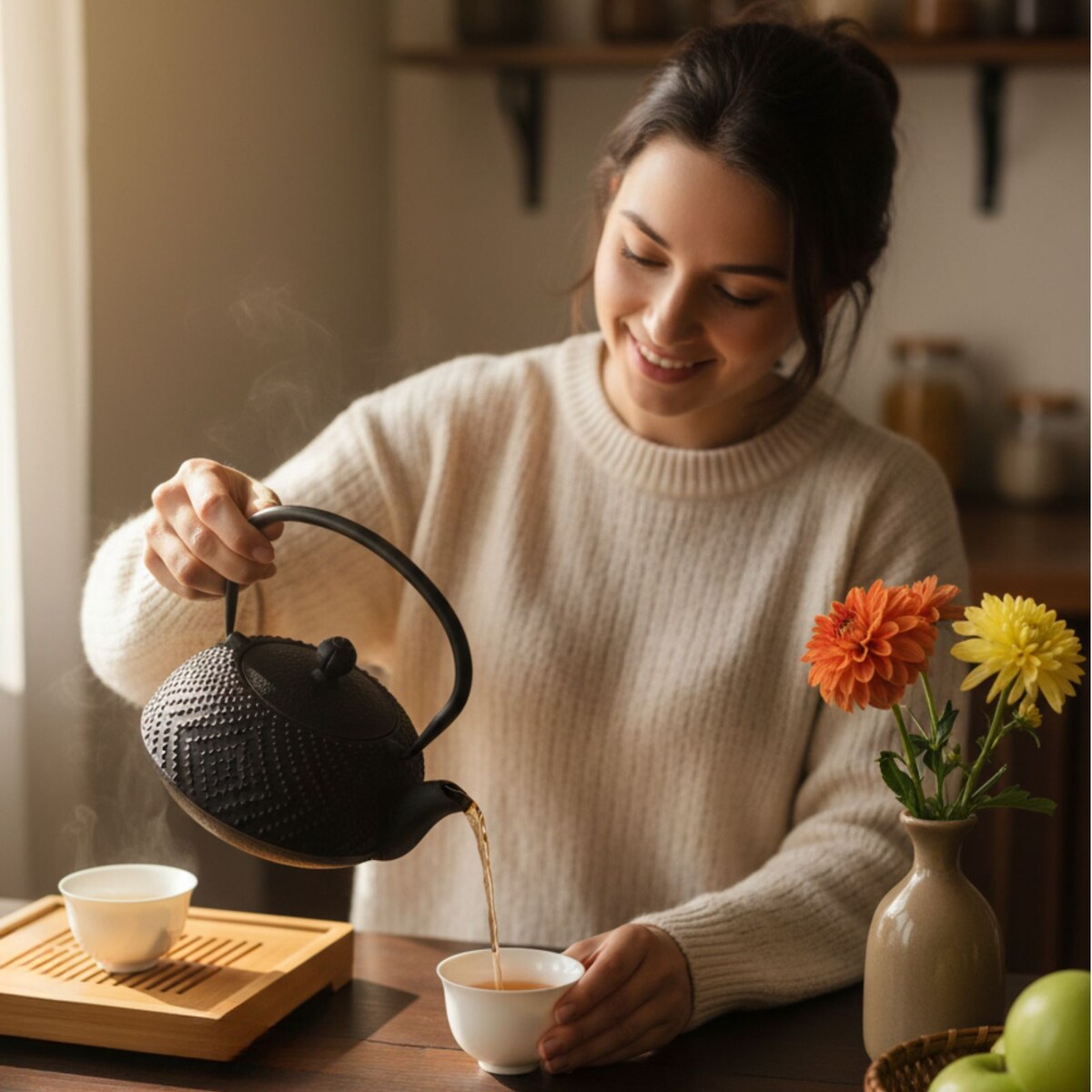 Czajnik żeliwny z zaparzaczem KAMIN, 900 ml