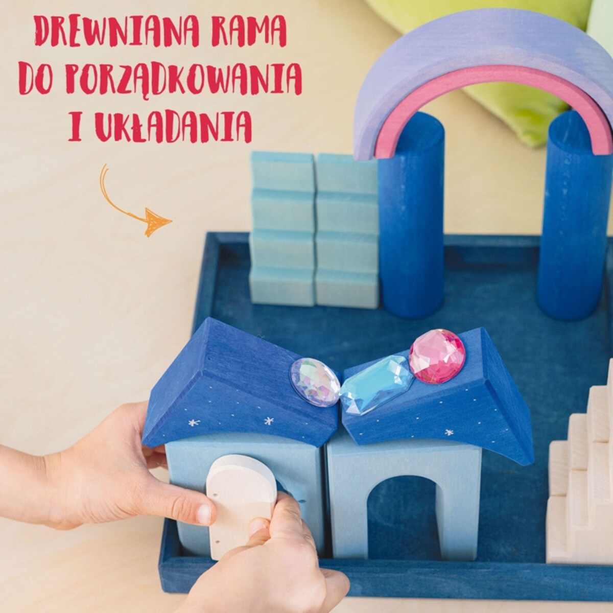 Układanka drewniana w ramce – klocki drewniane Grimm's dla dzieci