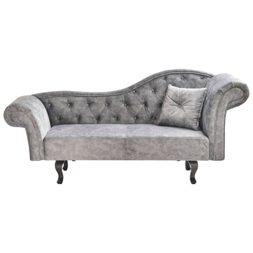 Szezlong welurowy prawostronny szary LATTES II