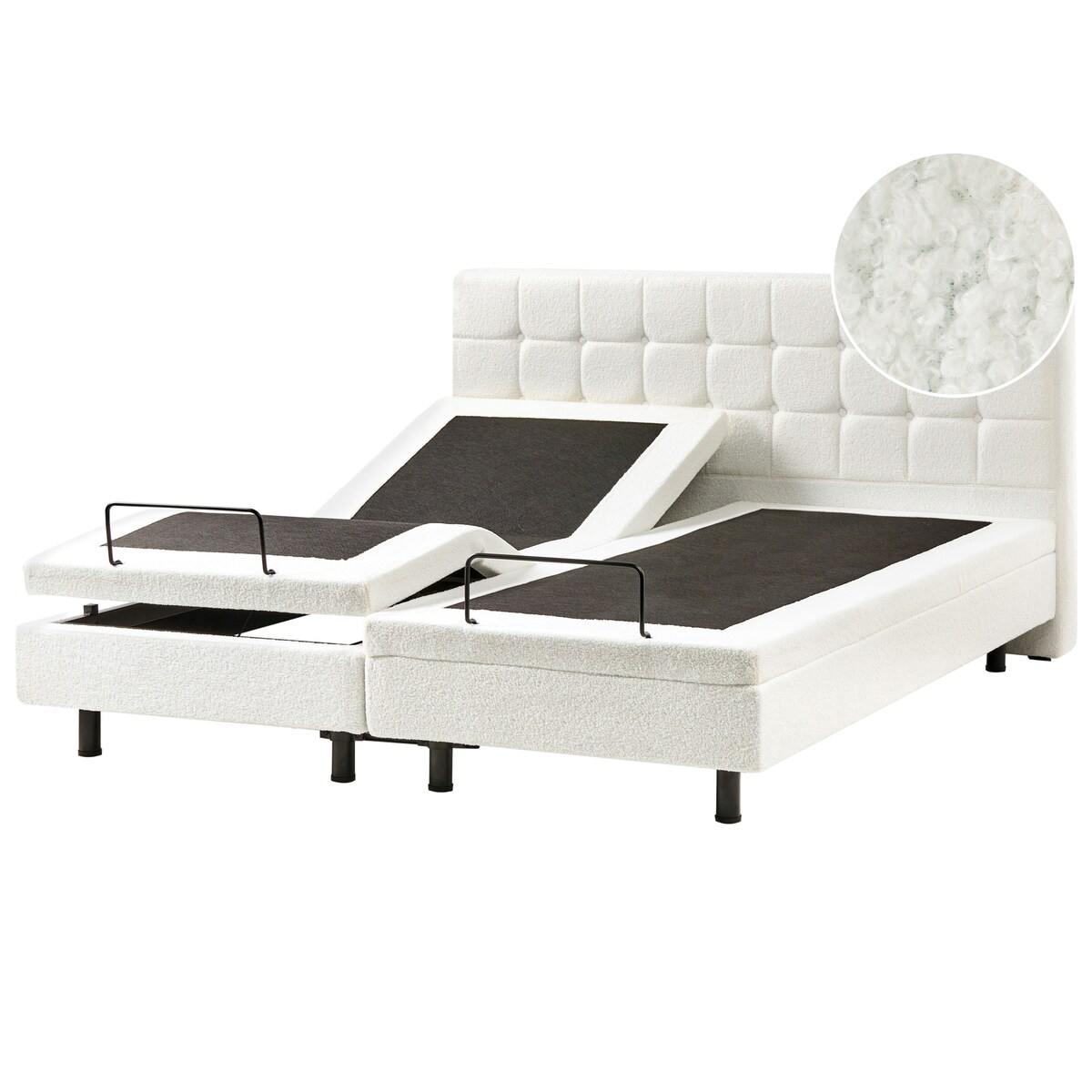 Łóżko regulowane Boucle DUKE 180 x 200 cm Złamana biel