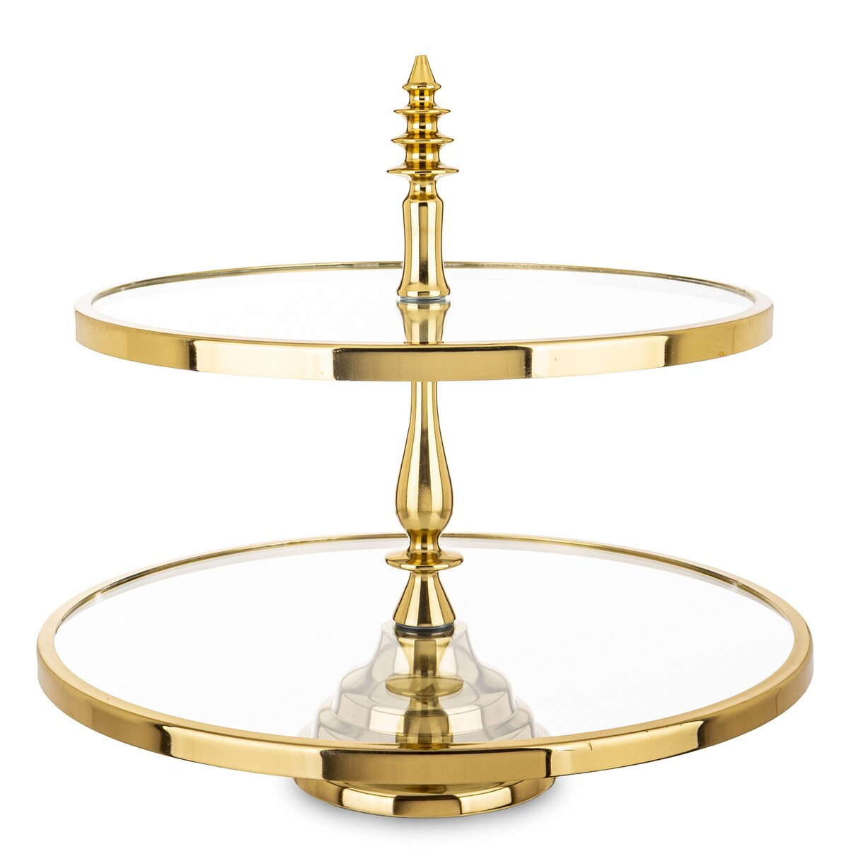 Patera szklana 2-poziomy 40x40,5x40,5 cm LONDA-2 złota