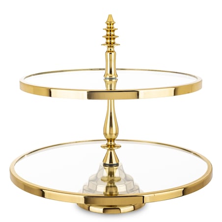 Patera szklana 2-poziomy 40x40,5x40,5 cm LONDA-2 złota