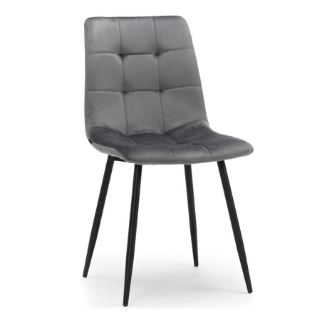Krzesło tapicerowane pikowane welurowe do salonu jadalni PARMA szara