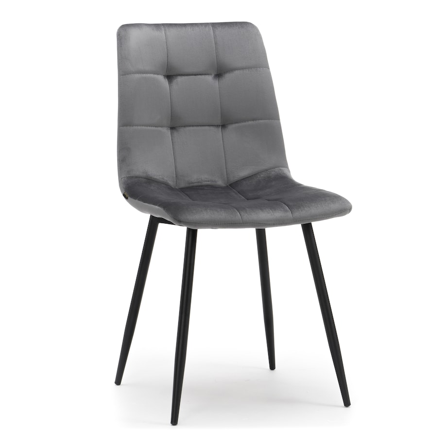 Krzesło tapicerowane pikowane welurowe do salonu jadalni PARMA szara