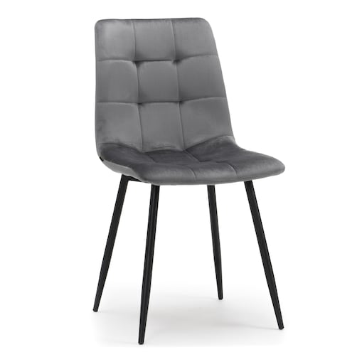 Krzesło tapicerowane pikowane welurowe do salonu jadalni PARMA szara