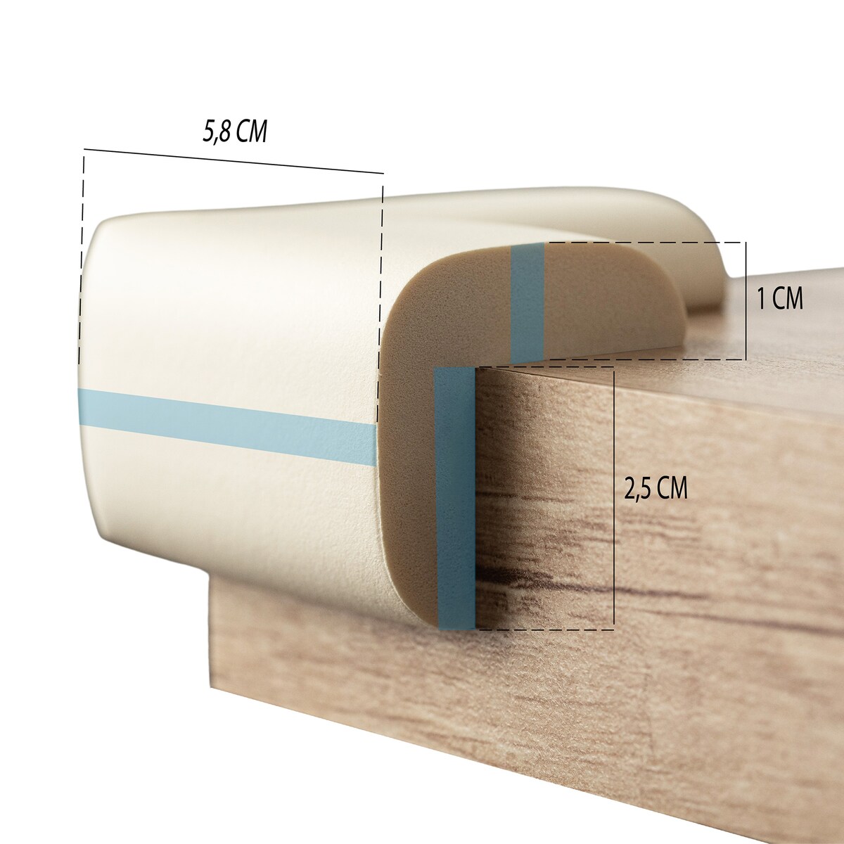 piankowe narożniki zabezpieczające meble, sipo, zestaw 4 sztuk, kremowe