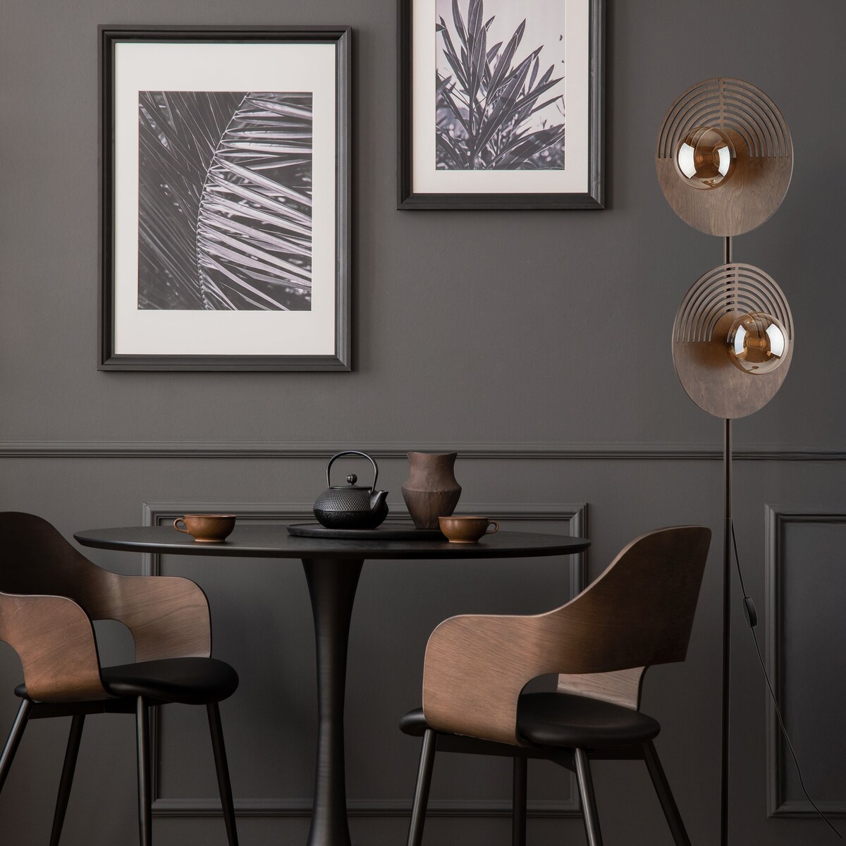 Lampa podłogowa TK Lighting LUNAR WOOD 16135, biała z drewnem, 160 cm, 2xG9 LED