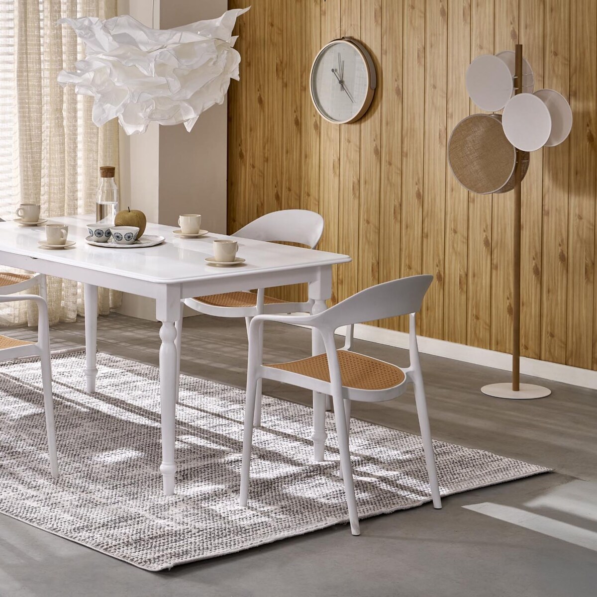 Lampa podłogowa PULSE 5960 TK Lighting 3xE27 biała drewno/juta nowoczesna do salonu i sypialni