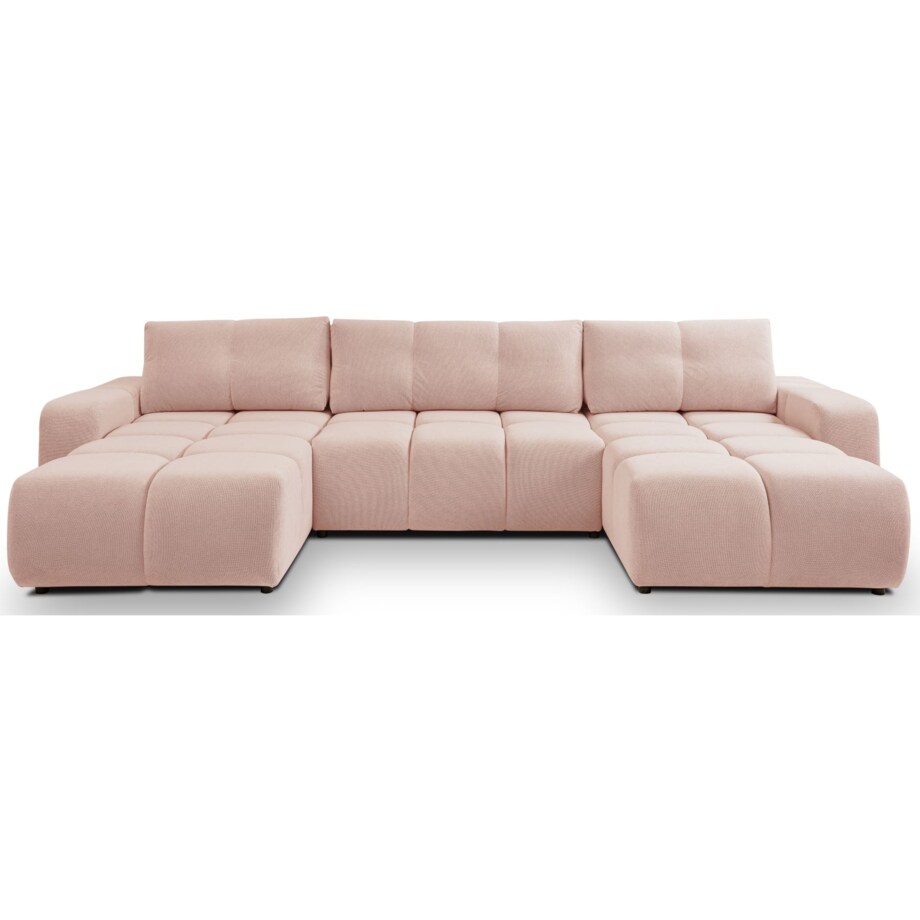 Nowoczesny Narożnik U SOHI z funkcją spania, Curio 60 - Jasny róż