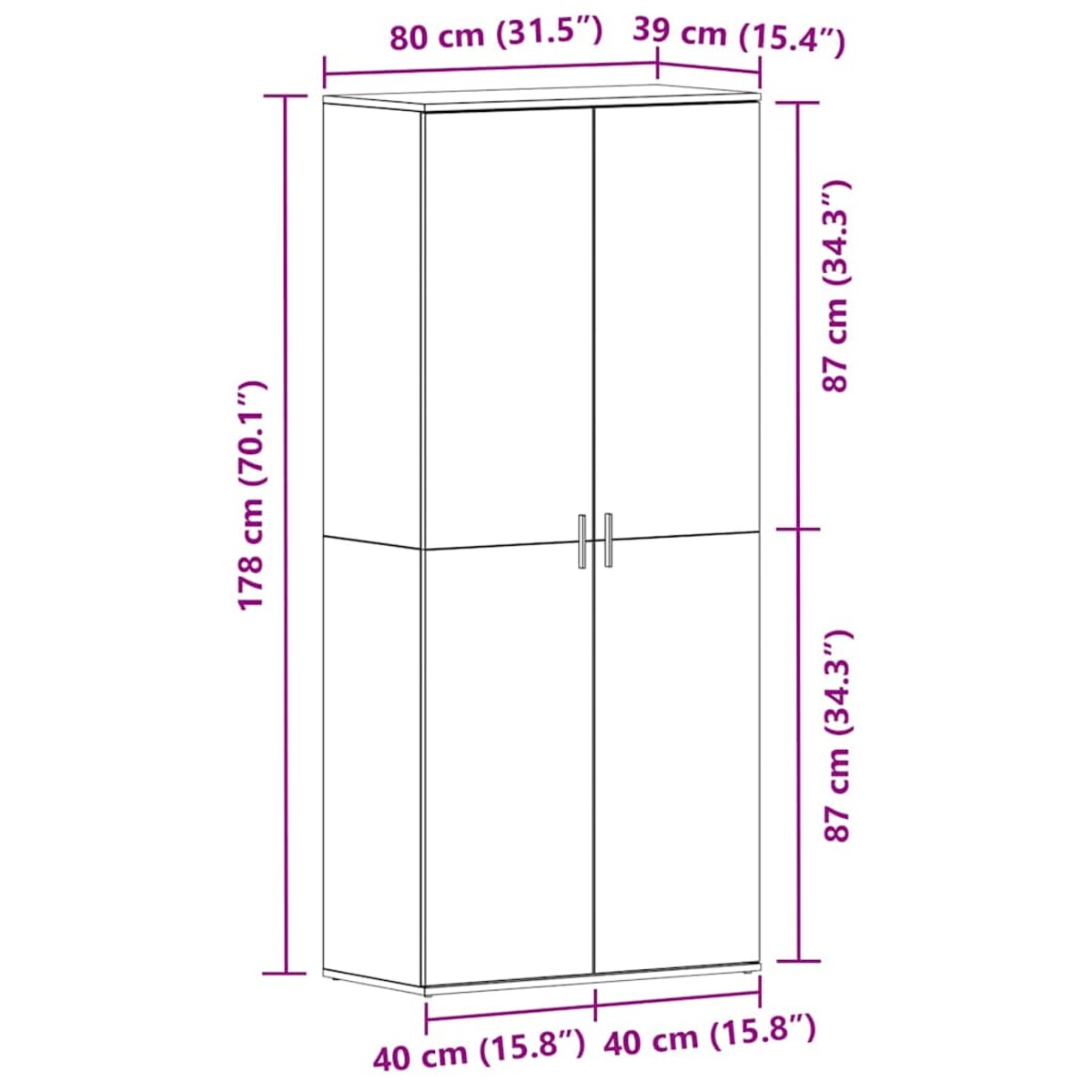 vidaXL Szafka na buty Biały 80 x 39 x 180 cm Materiał drewnopochodny