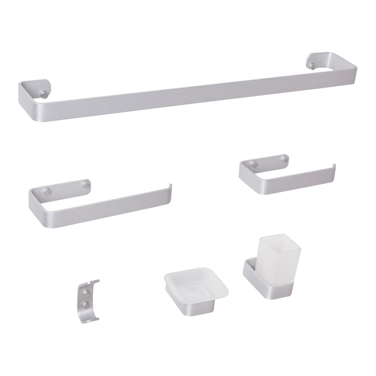 Zestaw akcesoriów toaletowych 6 elementów ZORRITOS Z uchwytami i haczykami na ręczniki Metal Srebrny