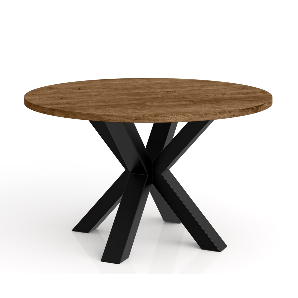 Okrągły stolik kawowy NEO średnica blatu 58 cm - dąb lefkas- podstawa metal