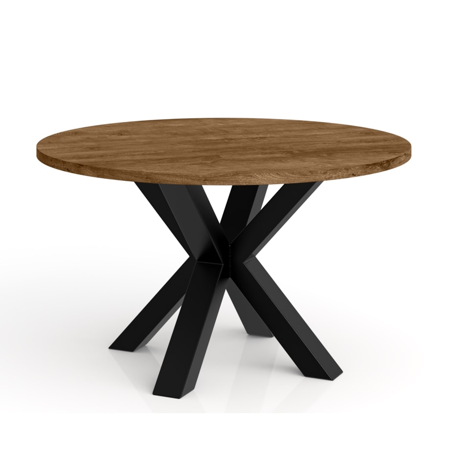 Okrągły stolik kawowy NEO średnica blatu 58 cm - dąb lefkas- podstawa metal