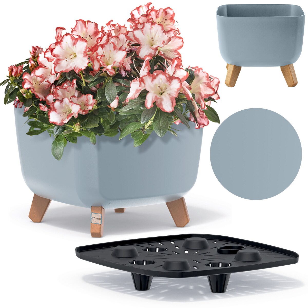 Doniczka Donica Ogrodowa 29 Cm Na Nóżkach Dekoracyjna Szara