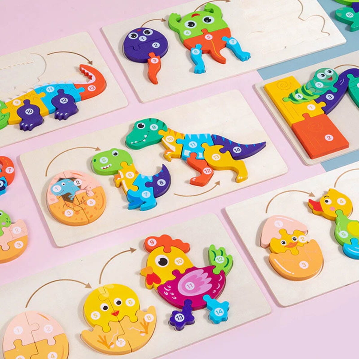 Puzzle drewniane - od Małego do Dużego - Dinozaur