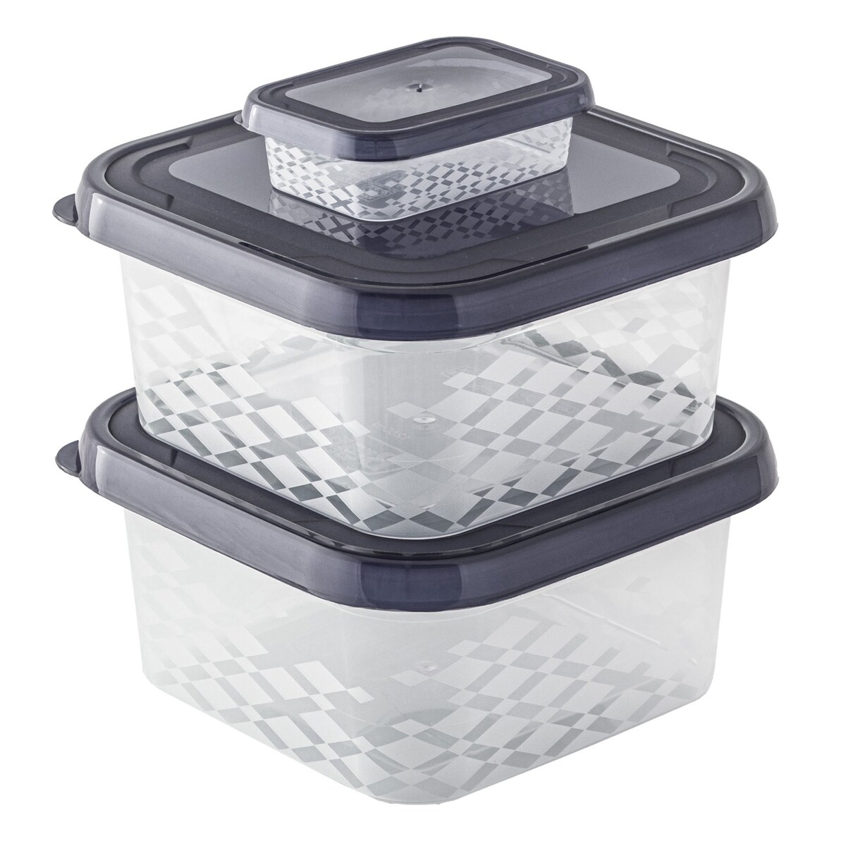 Zestaw Pojemników Plastikowych Do Żywności 3 Szt Pojemniki Antracyt