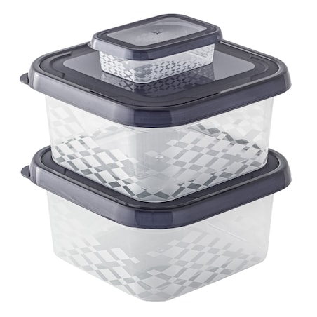 Zestaw Pojemników Plastikowych Do Żywności 3 Szt Pojemniki Antracyt