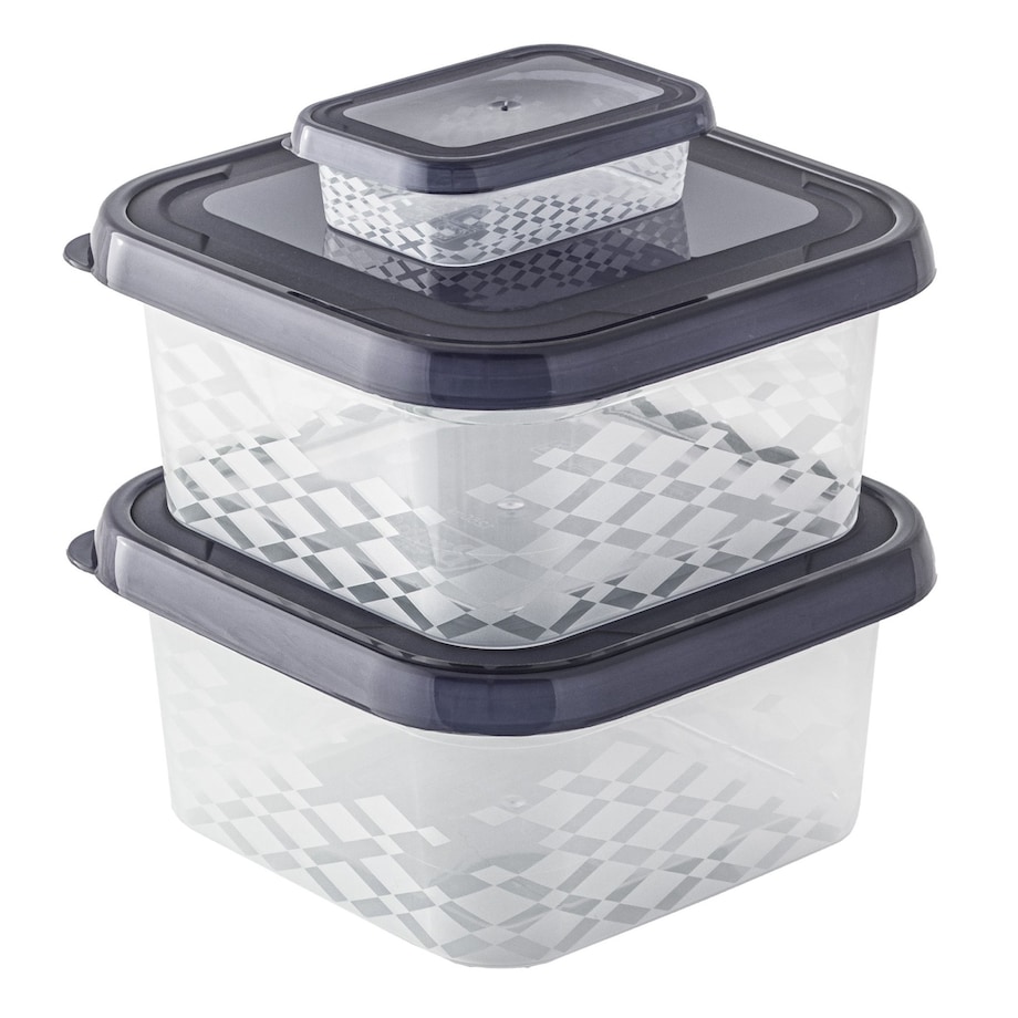 Zestaw Pojemników Plastikowych Do Żywności 3 Szt Pojemniki Antracyt