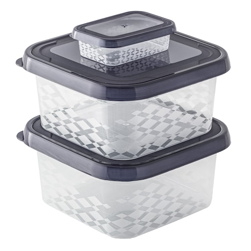 Zestaw Pojemników Plastikowych Do Żywności 3 Szt Pojemniki Antracyt