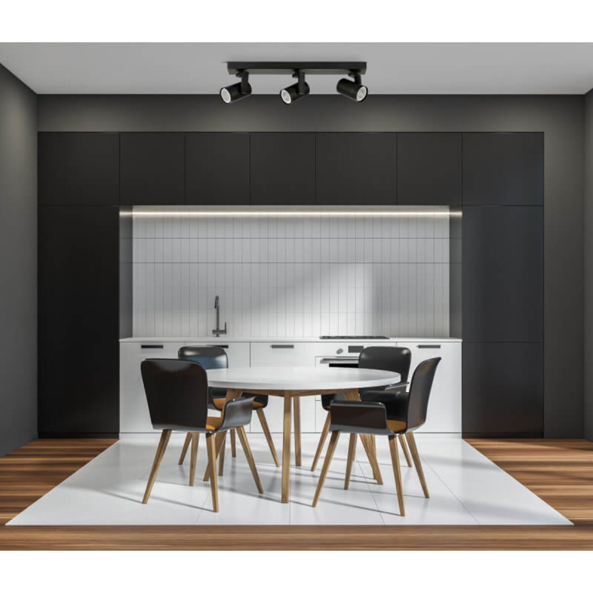 Regulowana lampa sufitowa Spiela czarne tuby na listwie