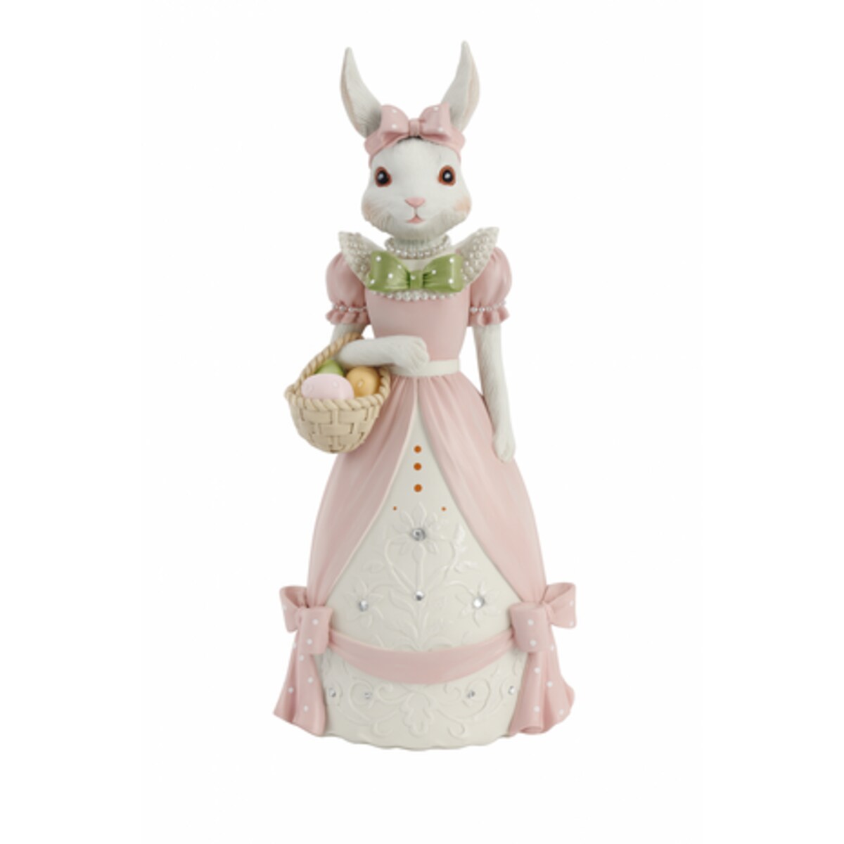 Figurka ceramiczna - króliczka z koszykiem 33x14x11 cm TYNNA