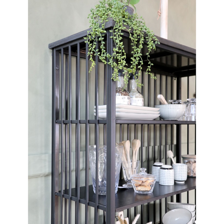 Regał metalowy, antyczna czerń, 195x95x38 cm