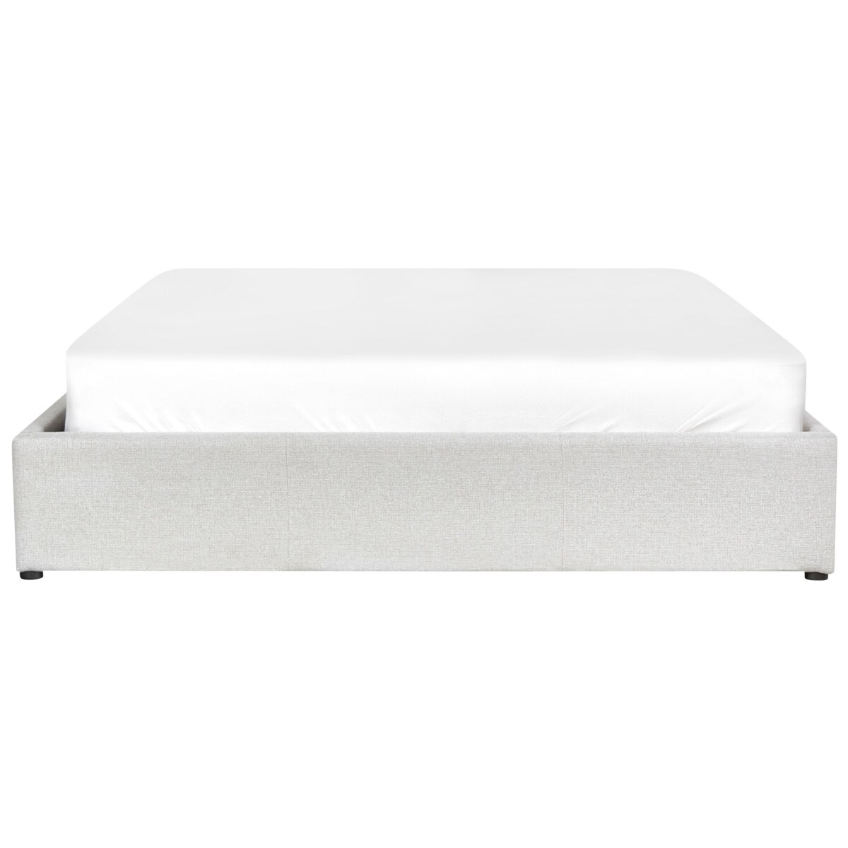 Łóżko z pojemnikiem tapicerowane 160 x 200 cm jasnoszare DINAN