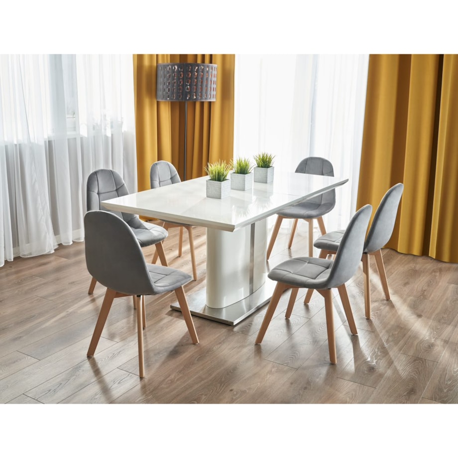 KRZESŁO skandynawskie TAPICEROWANE pikowane do kuchni salonu jadalni szare