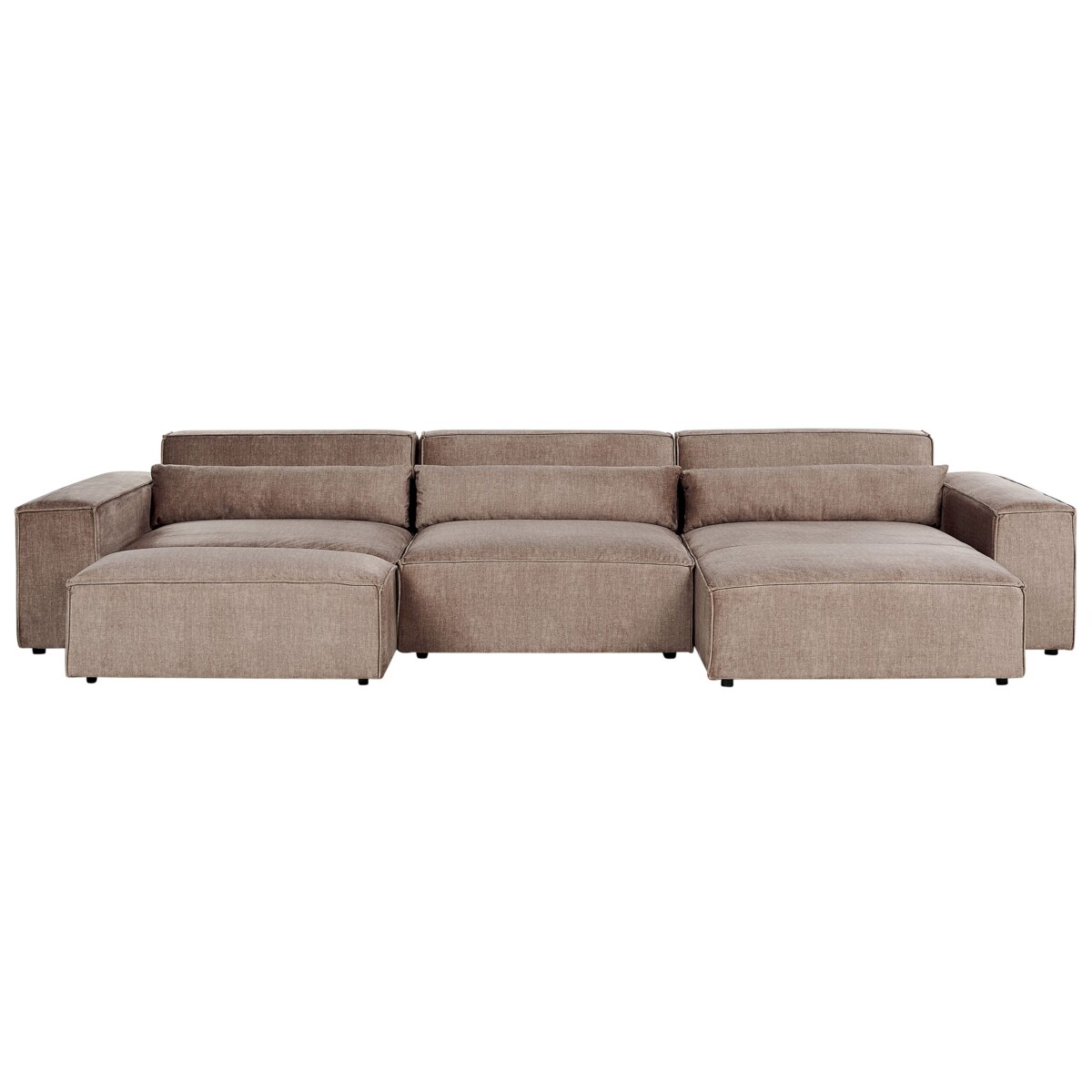 Sofa narożna z otomaną HELLNAR Jasnobrązowy Lewostronny