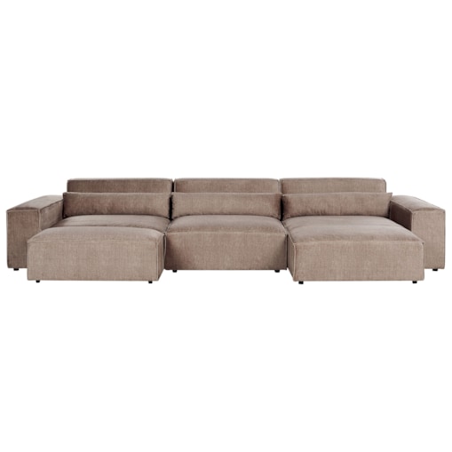Sofa narożna z otomaną HELLNAR Jasnobrązowy Lewostronny