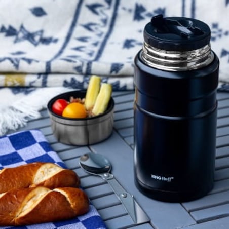 Termos obiadowy stalowy 0.75L czarny KINGHOFF