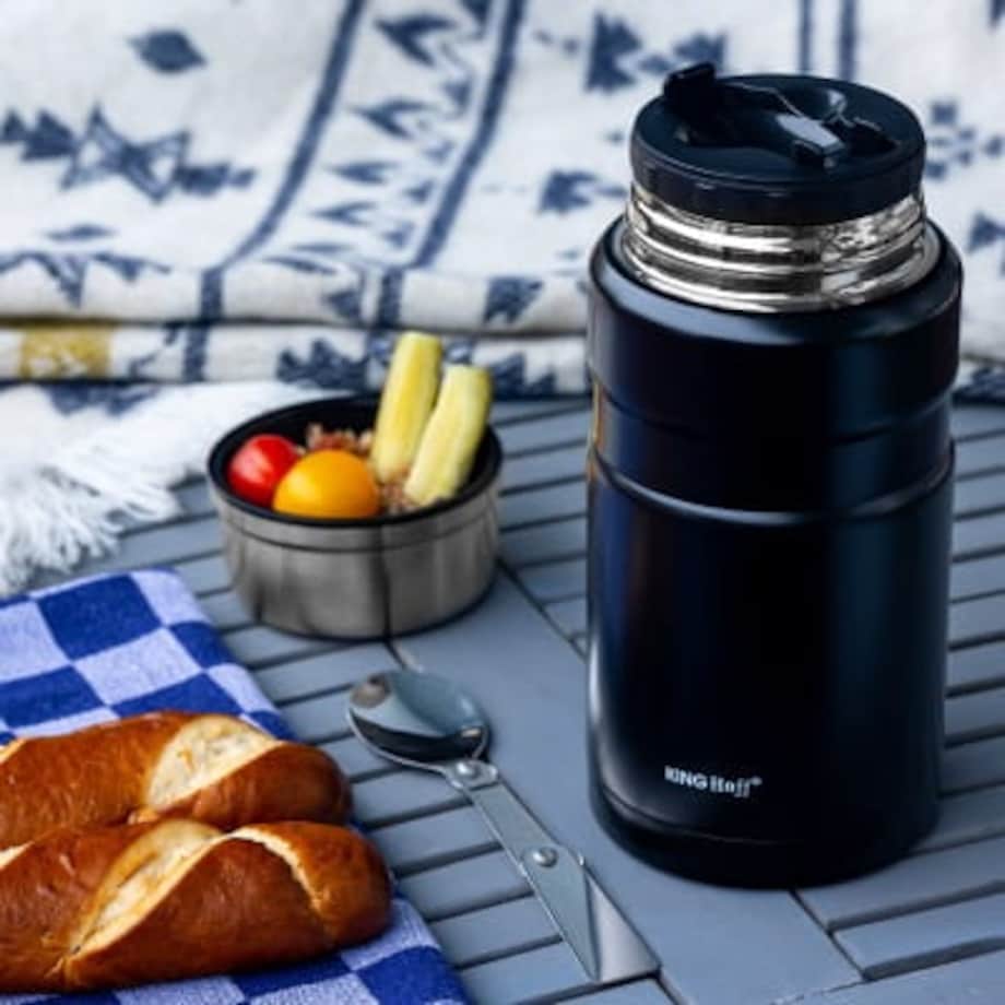 Termos obiadowy stalowy 0.75L czarny KINGHOFF